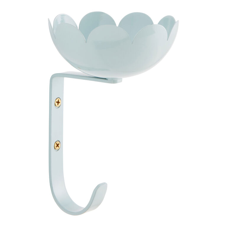 Sky Blue Metal Wall Hook With Trinket Dish image number 2