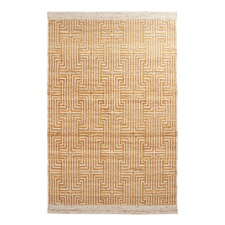 Leila Gold and Ivory Diamond Geo Recycled Indoor Outdoor Rug image number 1