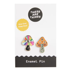 Multicolor Mushroom Enamel Pins 2 Pack