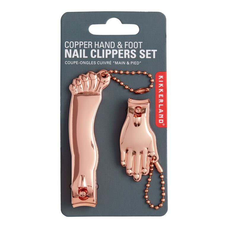 Kikkerland Copper Hand & Foot Shaped Nail Clippers Set image number 1