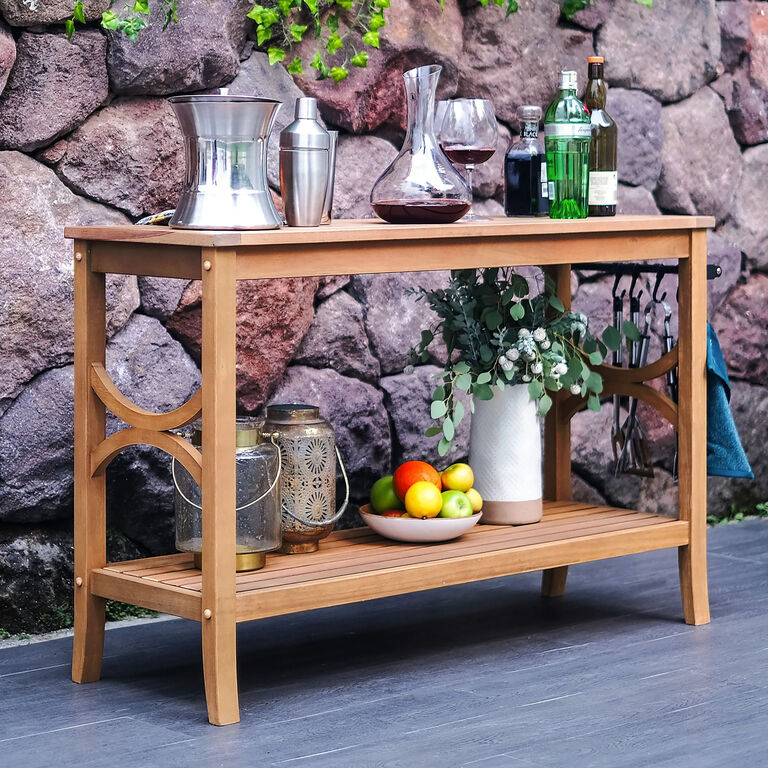 Mendocino Teak Wood Outdoor Console Table with Shelf image number 2