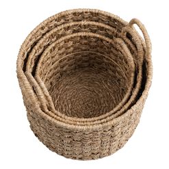 Elijah Natural Seagrass Checker Tote Basket