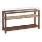 Lincoln Wood and Jute Glass Top Console Table with Shelves image number 5