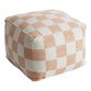 Square Ivory And Rust Checkered Pouf image number 0