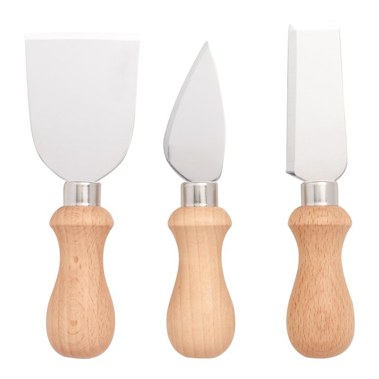 Wood and Metal Cheese Knives 3 Piece Set image number 1