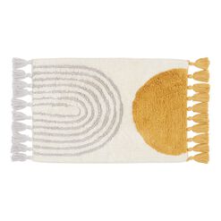 Ivory, Gray and Mustard Arch Tufted Bath Mat