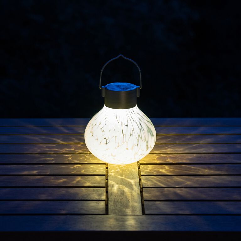 Blown Glass Solar LED Lantern image number 4