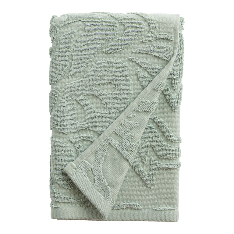 Colette Aqua Sculpted Floral Hand Towel image number 1