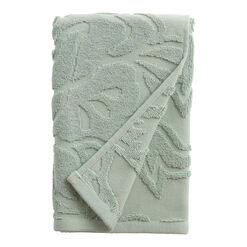 Colette Aqua Sculpted Floral Hand Towel