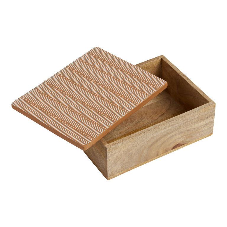 Wood Storage Box With Terracotta Lid image number 2