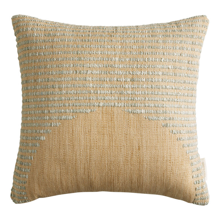 Green And Natural Semicircle Indoor Outdoor Throw Pillow image number 1