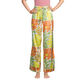 Multicolor Satin Retro Floral Pajama Pants image number 0