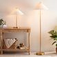 Brass and Faux Rattan Empire 2 Light Floor Lamp image number 1