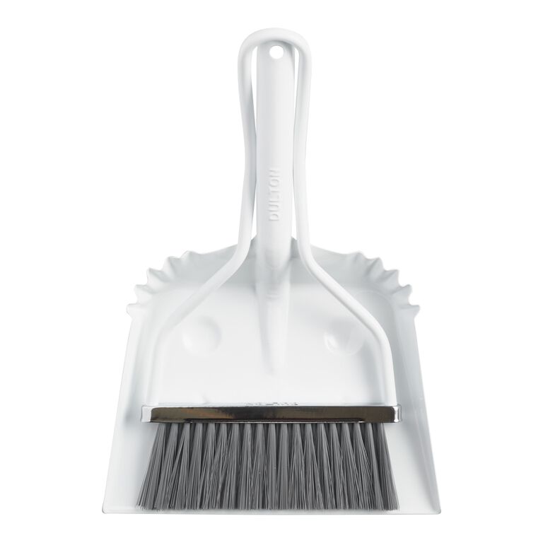 White Metal Smiley Dustpan and Hand Broom Set image number 2