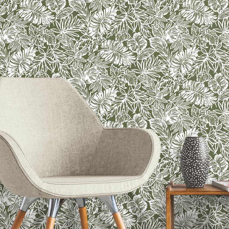 Batik Tropical Leaf Peel And Stick Wallpaper image number 5