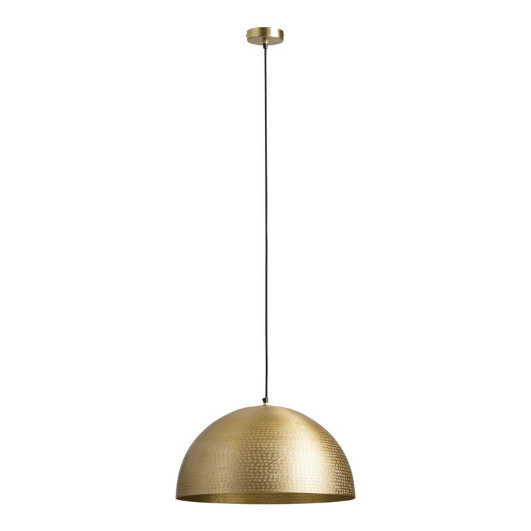 Zuri Hammered Brass Dome Pendant Lamp image number 2