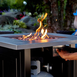Calama Square Faux Concrete and Steel Gas Fire Pit Table