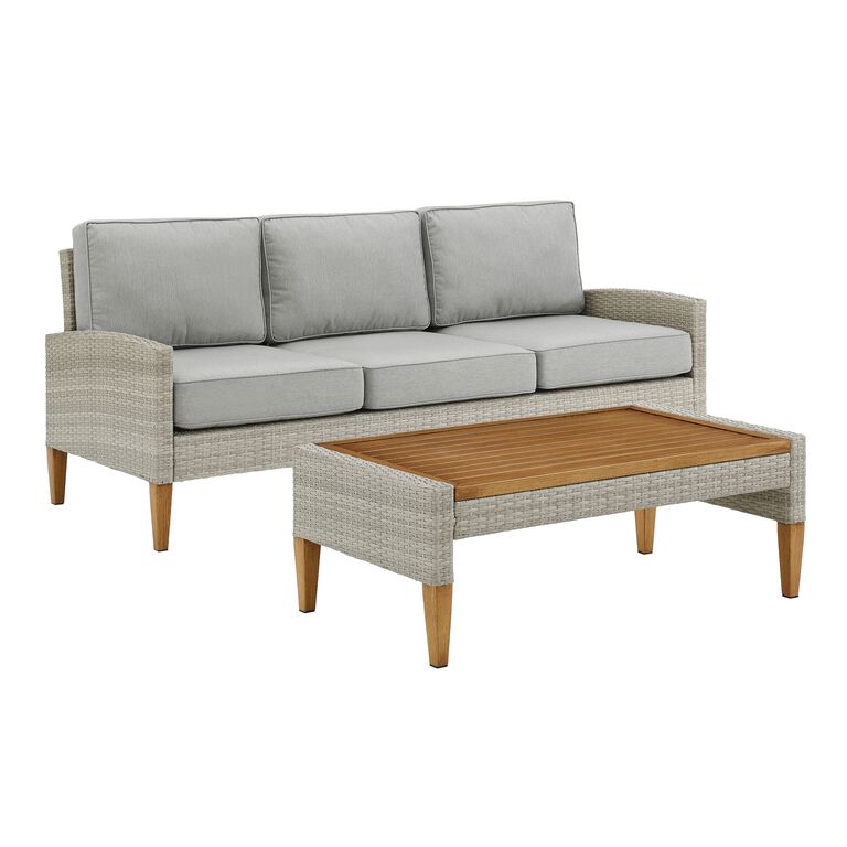 Capella Gray All Weather 2 Piece Outdoor Couch Furniture Set image number 1
