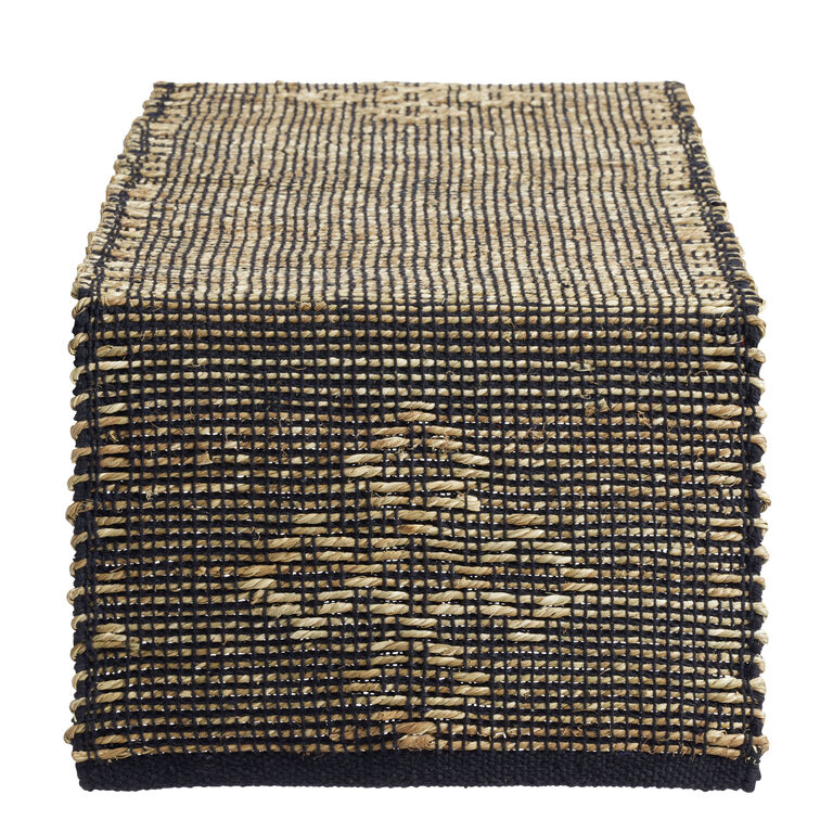 Black And Tan Seagrass Woven Diamond Table Runner image number 1