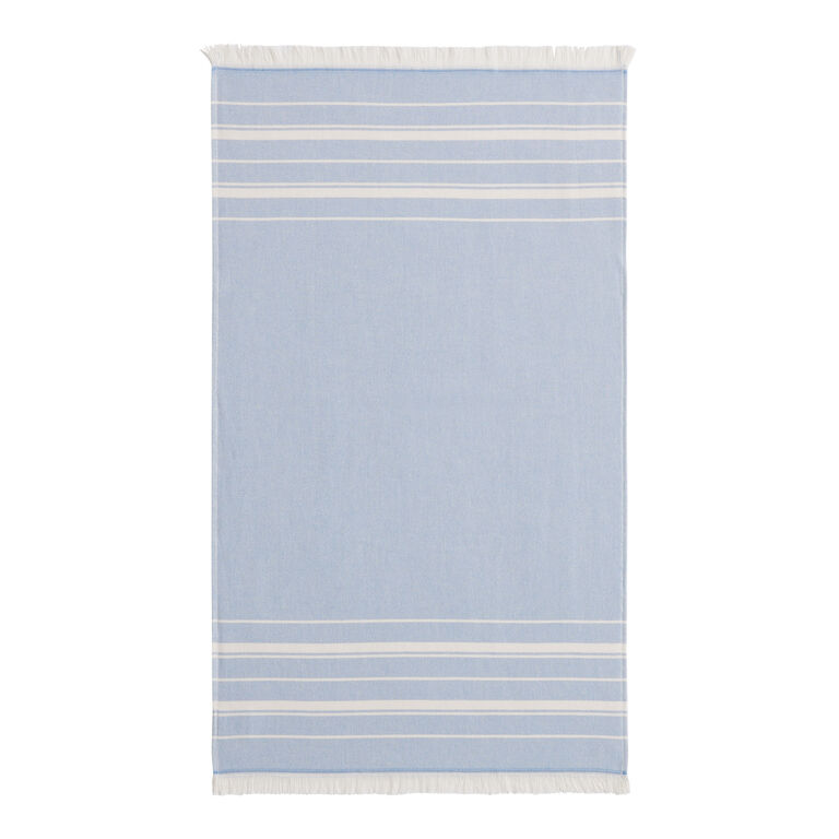 Lisbon Light Blue And Ivory Turkish Style Hand Towel image number 2