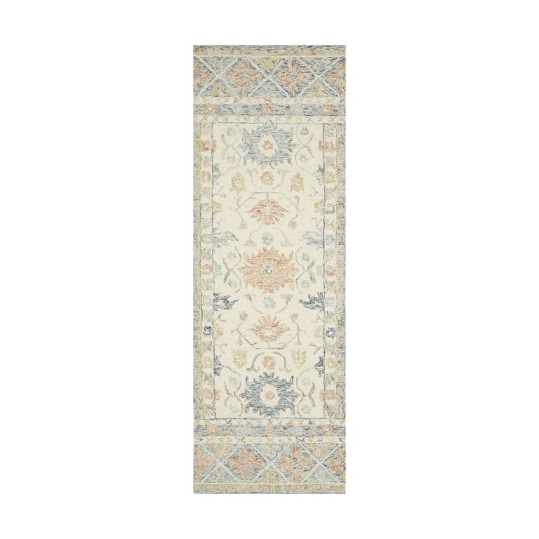 Nora Ivory And Blue Wool Area Rug image number 2