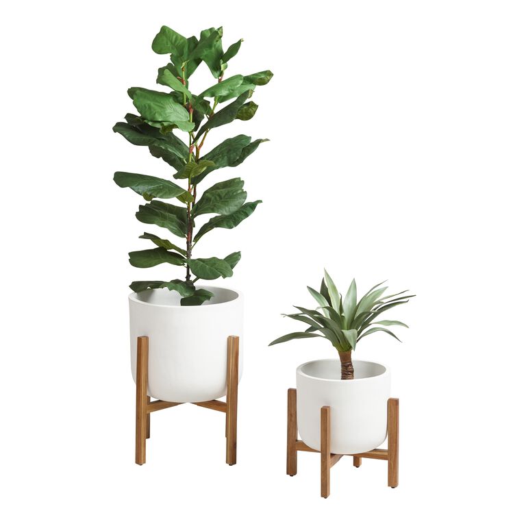 Sevilla Cement Outdoor Planter With Wood Stand image number 3