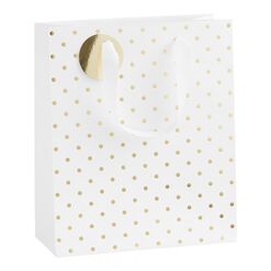 Medium White and Gold Kraft Gift Bag