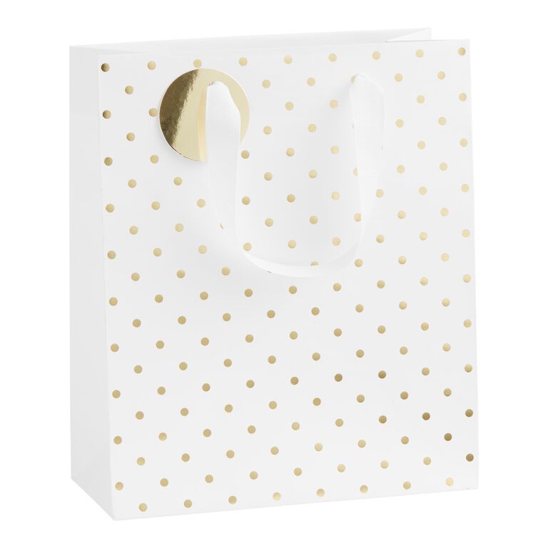 Medium White and Gold Kraft Gift Bag image number 1