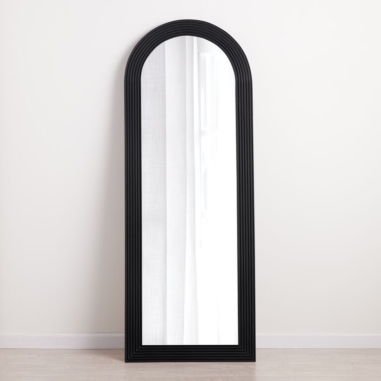 Black Carved Wood Arch Leaning Full Length Mirror image number 1