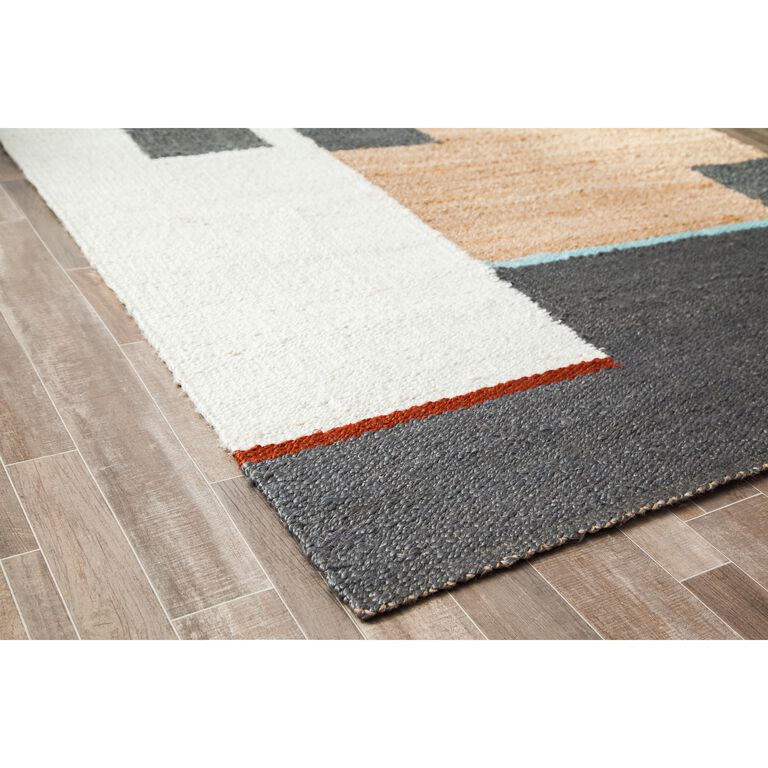 Tan and Ivory Abstract Woven Jute Heera Area Rug image number 6