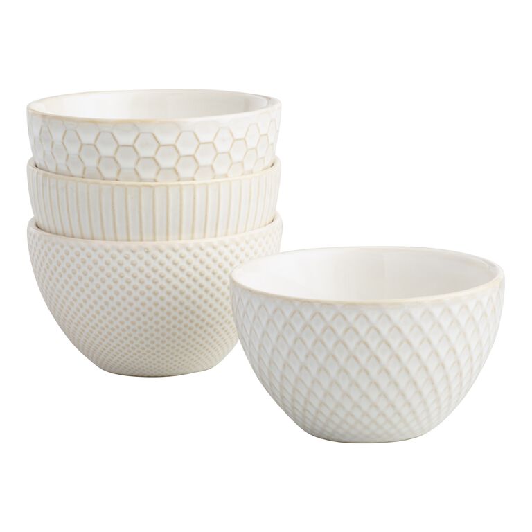 Avery Small White Textured Bowl Set Of 4 image number 1