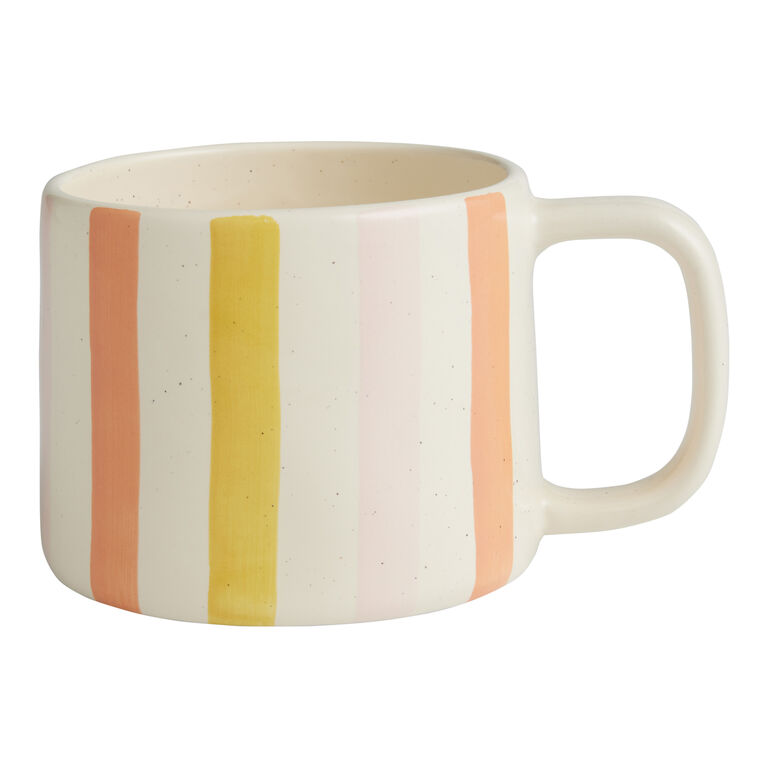 Blush And Peach Brushstroke Stripe Hand Painted Ceramic Mug image number 1