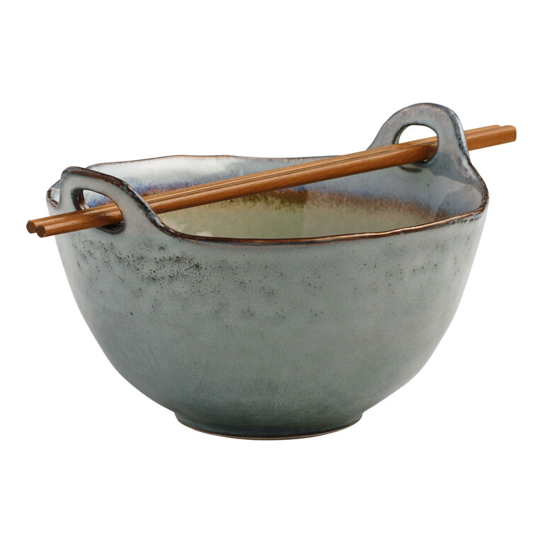 Sota Gray Reactive Glaze Noodle Bowl Set Of 4 image number 1