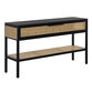 Leith Pine Wood and Rattan Cane Console Table with Shelf image number 0