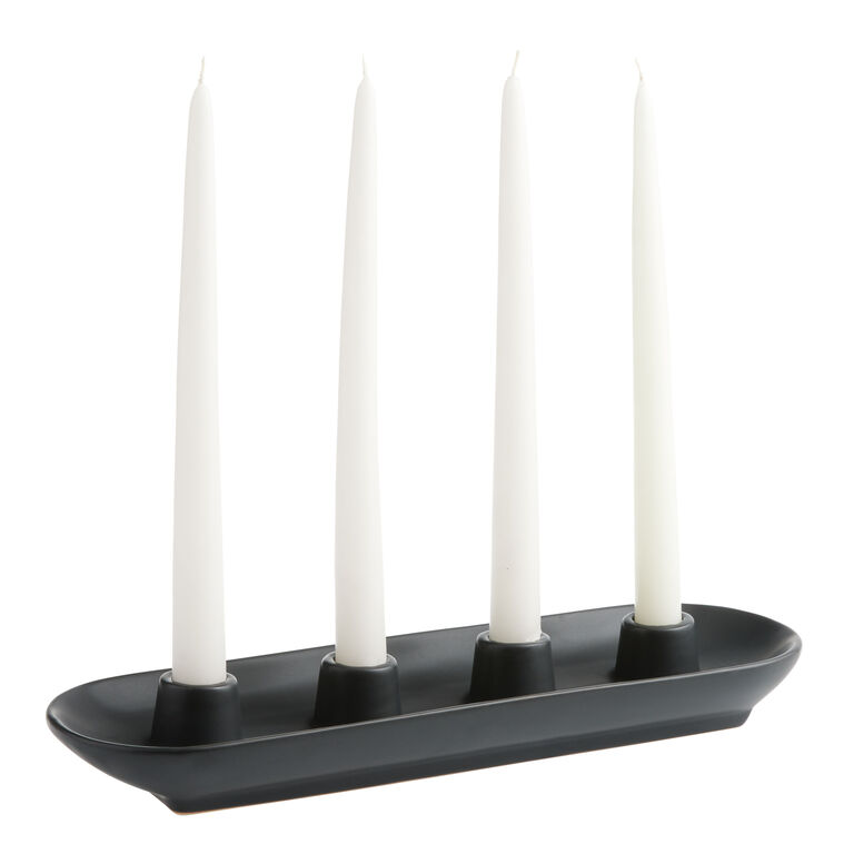 Black Ceramic Oblong Taper Candle Holder image number 1