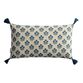 Teal Floral Embroidered Hello Lumbar Pillow image number 2