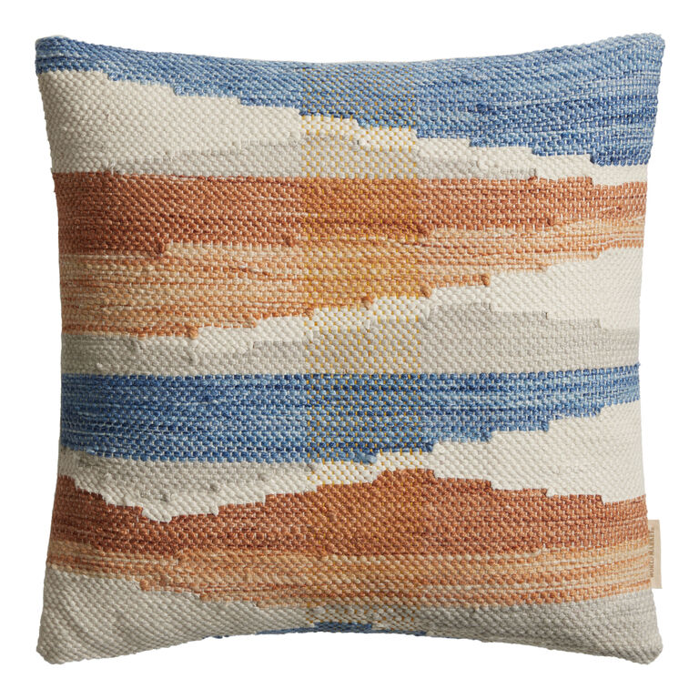 Orange and Blue Chindi Indoor Outdoor Throw Pillow image number 1