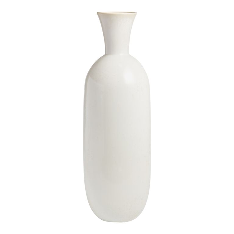 Olivia Tall Ivory Pearlescent Reactive Glaze Ceramic Vase image number 1