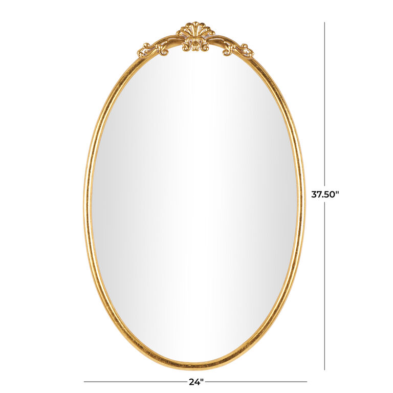 Oval Gold Metal Vintage Style Filigree Wall Mirror image number 6