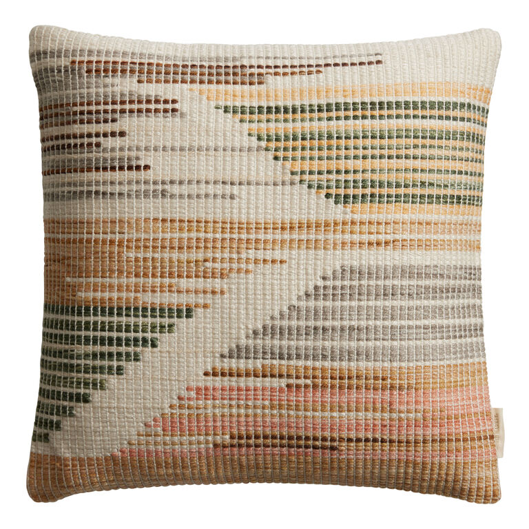 Ivory Multicolor Woven Indoor Outdoor Throw Pillow image number 1