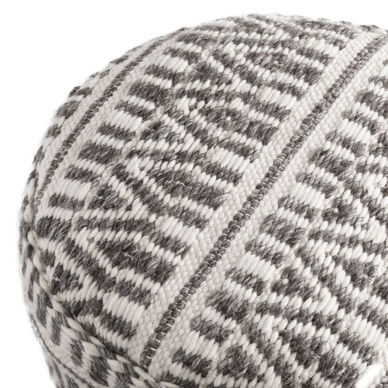 Charcoal and Ivory Woven Textured Floor Pouf image number 4