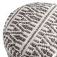 Charcoal and Ivory Woven Textured Floor Pouf image number 3