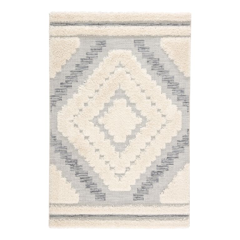 Hilo Gray and Cream Geometric Indoor Outdoor Rug image number 1