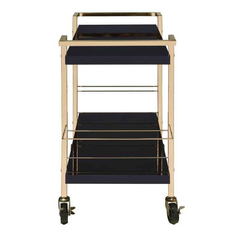 Wades Glossy Wood and Gold Metal 2 Tier Bar Cart image number 3