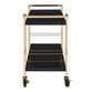 Wades Glossy Wood and Gold Metal 2 Tier Bar Cart image number 2