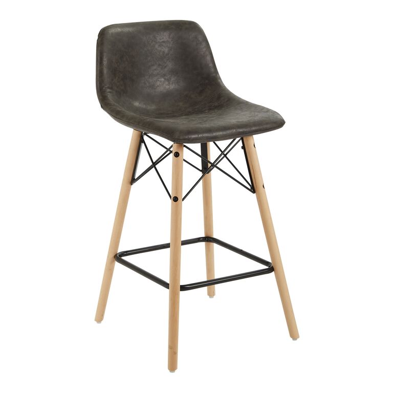 Allen Faux Leather Low Back Counter Stool Set of 2 image number 1