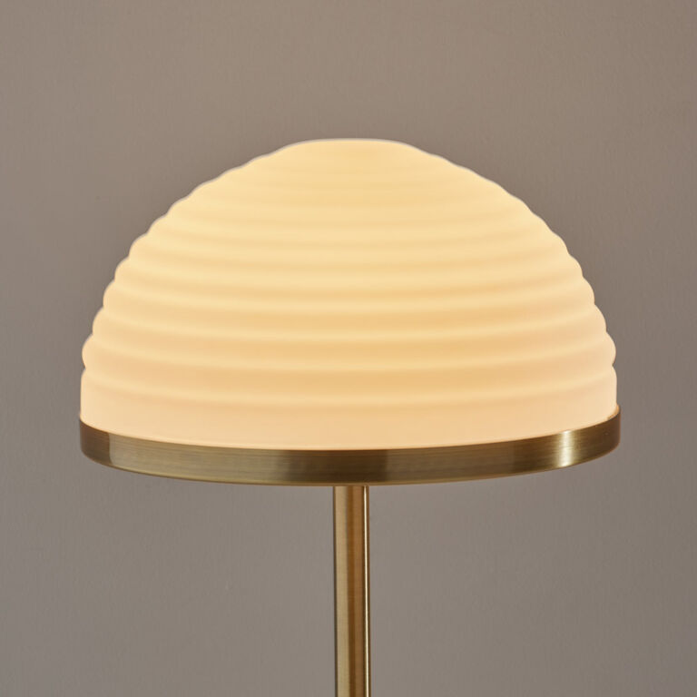 Milford Frosted Glass Dome and Antique Brass LED Table Lamp image number 6