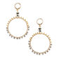 Gold And Gray Faux Hematite Beaded Drop Hoop Earrings image number 0