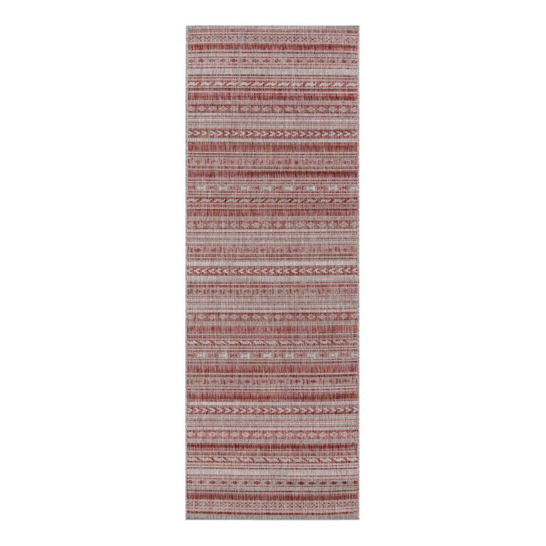 Lucca Copper And White Geometric Stripe Indoor Outdoor Rug image number 2