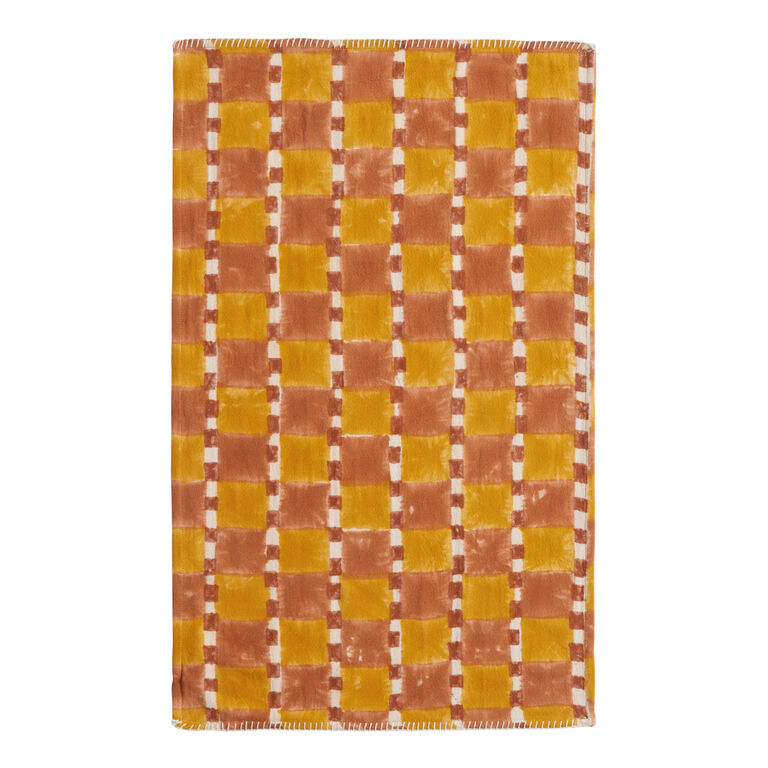 Daphne Rust And Mustard Square Block Print Hand Towel image number 2
